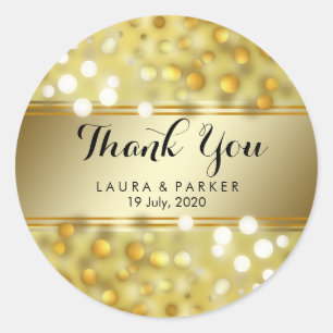 Adesivo Dourado Faux Foil Glitter Obrigado Casamento Confe