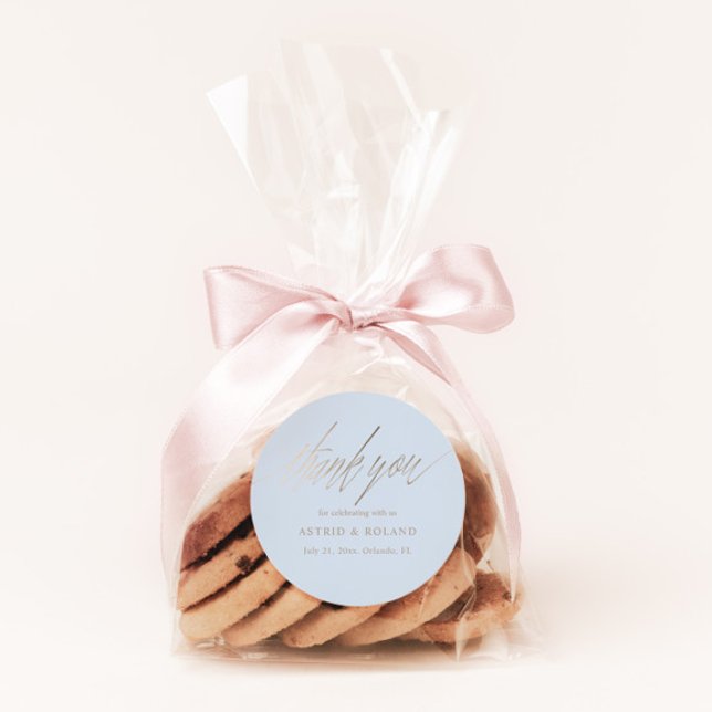 Adesivo Dourado Favor do Casamento Azul e Faux Modern Dust (Criador carregado)