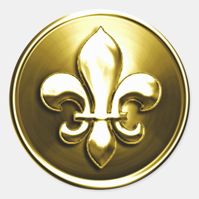 Adesivo Dourado Fleur de Lis Envelope Seal Emboscada (Frente)