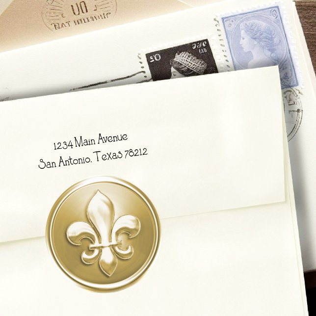 Adesivo Dourado Fleur de Lis Envelope Seal Emboscada (Criador carregado)