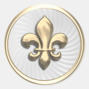 Adesivo Dourado Fleur de Lis no Fundo do Twirl Branco