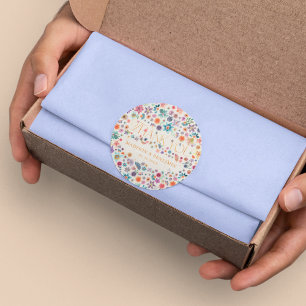 Adesivo Dourado Floral Bege Boho Agradecimento Favor de Ca