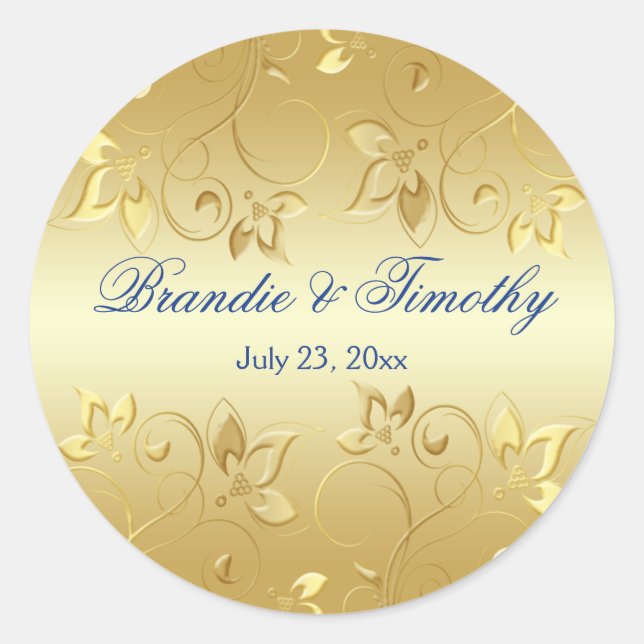 Adesivo Dourado Floral e Royal Blue Sticker (Frente)