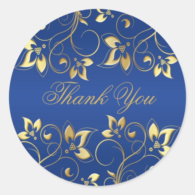 Adesivo Dourado Floral e Royal Blue Sticker (Frente)