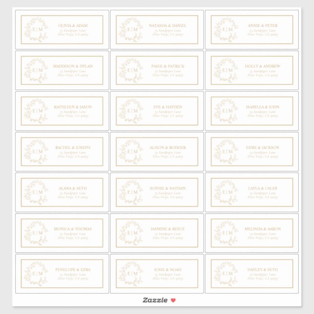 Adesivo Dourado Folheto de Folha Monograma Vinheta de Ende (Folha)