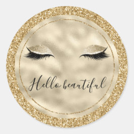Adesivo Dourado Glam Glitter Girly Eyelashes personalizado