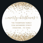 Adesivo Dourado Glitter Merry Christmas Name Endereço de d<br><div class="desc">Dourada Glitter Merry Christmas Name Return Address (Endereço de devolução de nome de Natal alegre). Personalize facilmente o texto.</div>