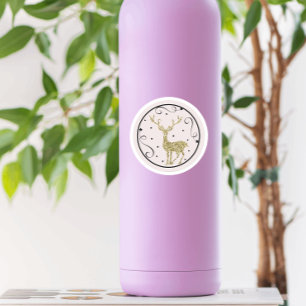 Adesivo Dourado Glitter Reindeer Natal