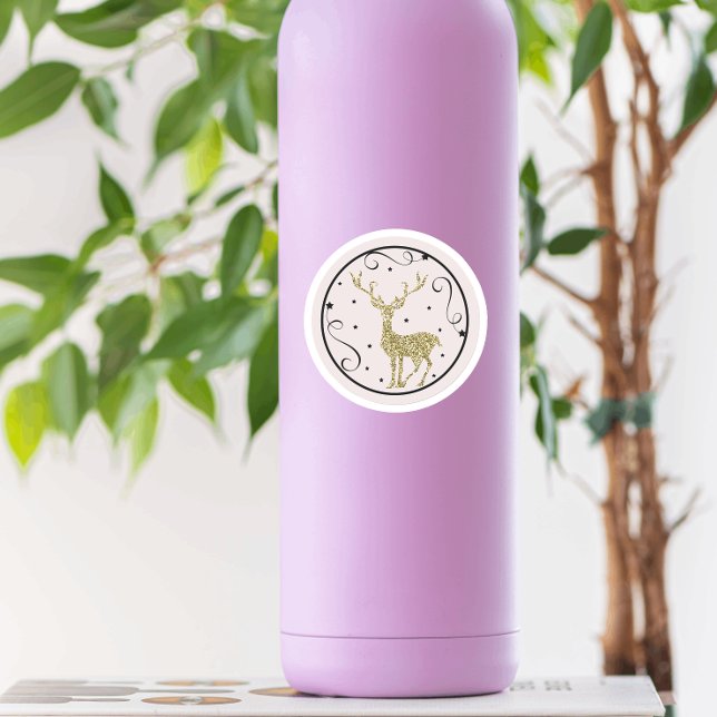 Adesivo Dourado Glitter Reindeer Natal (Criador carregado)