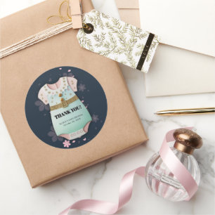 Adesivo Dourado Glitter Roupas de Bebê Chá de fraldas Flor