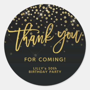Adesivo Dourado Glitter Script Obrigado Por Vir Aniversári