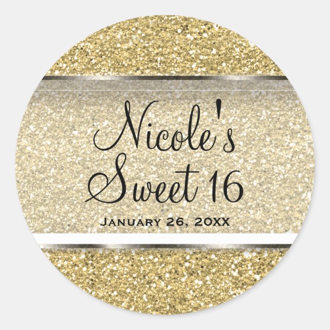 Adesivo Dourado Glitter & Silver Glam Festa de casamento F (Frente)