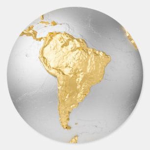 Adesivo Dourado, Globe Silver. América do Sul. Renderizaçã