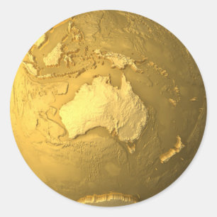 Adesivo Dourado globo - Metal Earth, Austrália, 3d Render
