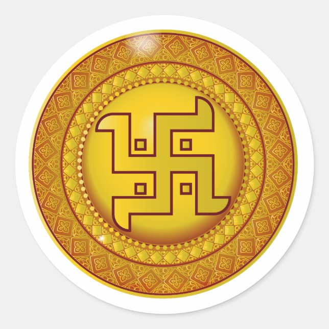 Adesivo Dourado Hindu Swastik (Frente)