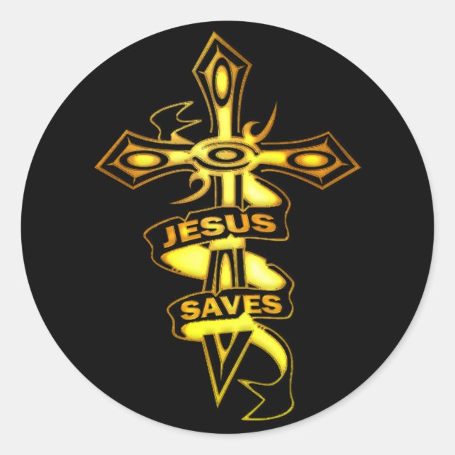 ADESIVO DOURADO JESUS SAVES CROSS (Frente)