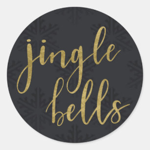 Adesivo Dourado JINGLE BELLS Feriado Inverno Preto Flocos