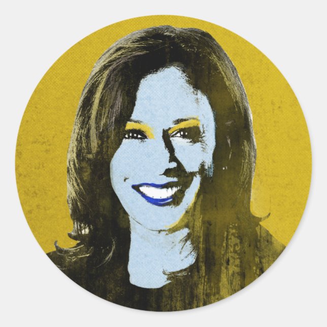 Adesivo Dourado Kamala Harris Pop Art (Frente)