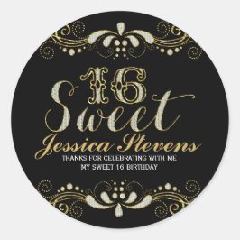 Adesivo Dourado & Lace Glitter Sweet 16