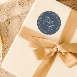 Adesivo Dourado legante flocos de neve alegria de paz azul