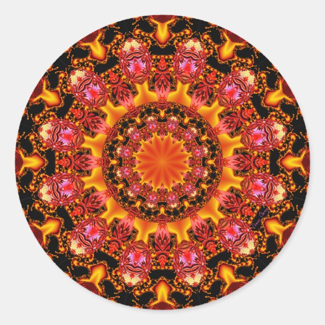 Adesivo Dourado Mandala, Abstrato Red Orange Amber (Frente)