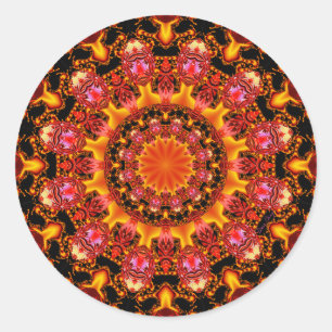 Adesivo Dourado Mandala, Abstrato Red Orange Amber