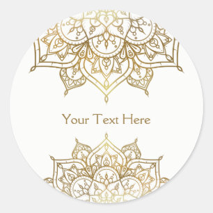 Adesivo Dourado Mandala Branco Favor de Casamento Moderno