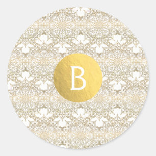 Adesivo Dourado Mandala Branco Moderno Favor de Casamento