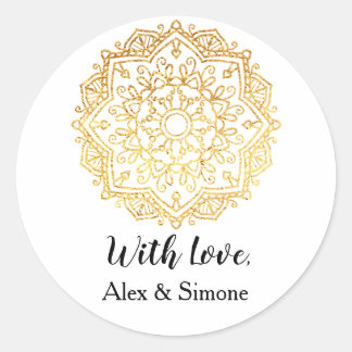 Adesivo Dourado Mandala Personalizado Com O Pente De Amor