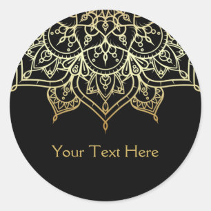 Adesivo Dourado Mandala Preto Glam Chic Moderno Favor Glam