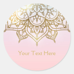 Adesivo Dourado Mandala Rosa Pêssego Chic Glam Moderno Fav