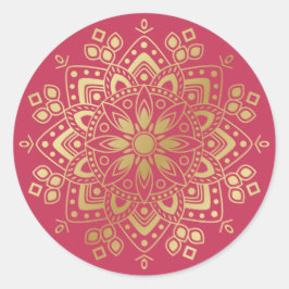 Adesivo Dourado Mandala sobre selos de envelopes cor-de-ro
