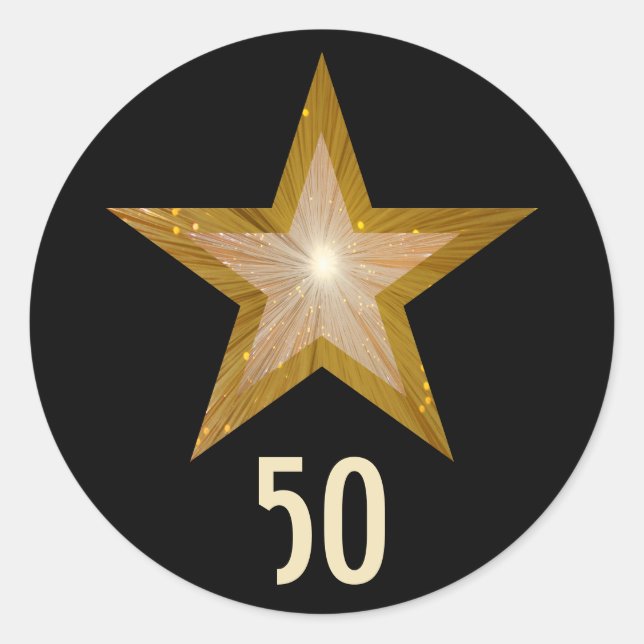 Adesivo "Dourado" Marca adesiva redonda "50" preto (Frente)
