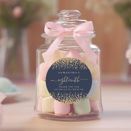 Adesivo Dourado Marinho de Script Glitter Blue 18th Party 