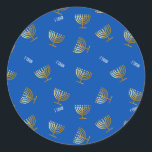 Adesivo Dourado Menorah e L'chaim Blue<br><div class="desc">Etiquetas de envelopes/selos para Hanukkah. Na moda e forma festiva de selar seus envelopes</div>