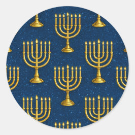 Adesivo Dourado Menorah Pattern Hanukkah Stickers
