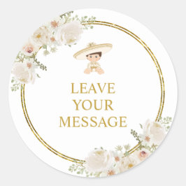 Adesivo Dourado mexicano Fiesta Boy Baptism Sua Mensagem