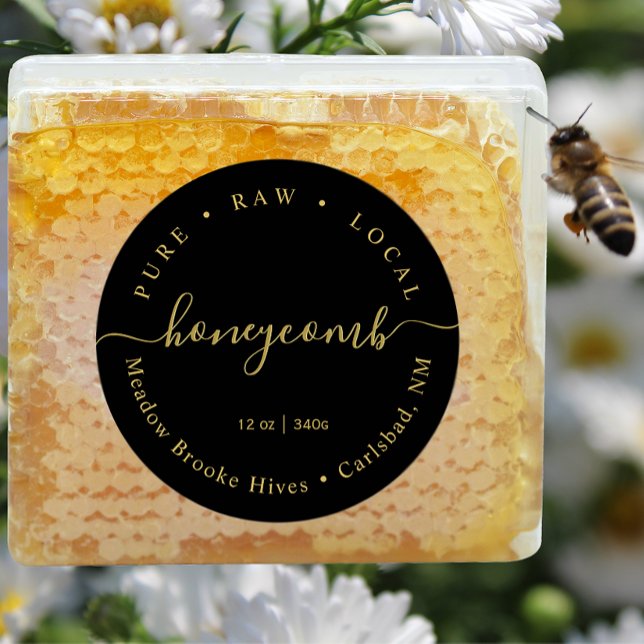 Adesivo Dourado moderno no Rótulo Honeycomb de Script Pret (Criador carregado)