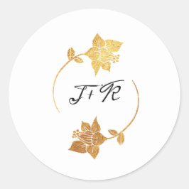 Adesivo Dourado Monograma Branco Preto Flores Vermelhos In