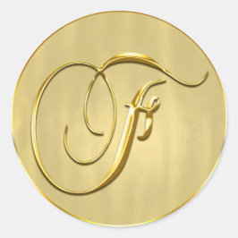 Adesivo Dourado Monograma F Feriado de Convite para Casame