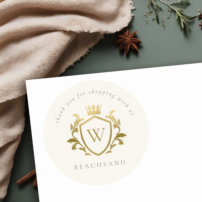 Adesivo Dourado Monograma Floral Crown Crest Order Obrigad (Criador carregado)