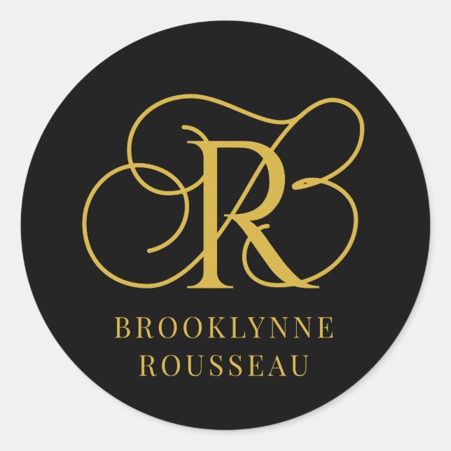 Adesivo Dourado Monograma, Jewelry Designer, Cartão de vis (Frente)