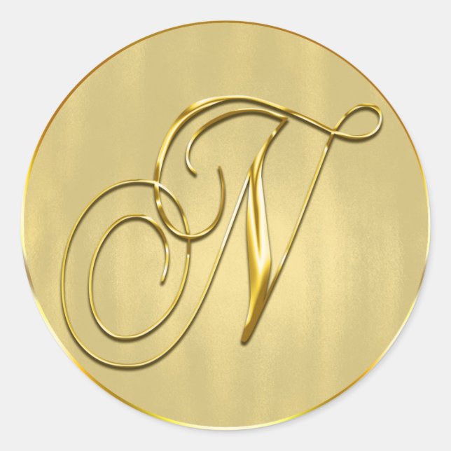 Adesivo Dourado Monograma N Feriado de Convite para Casame (Frente)
