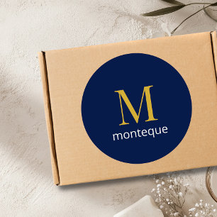 Adesivo Dourado Monograma Navy Profundo Nome Personalizado
