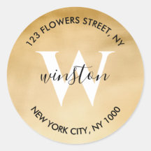 Dourado Monograma Retorno Endereço Moderno Glitter