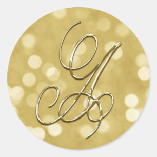 Adesivo Dourado Monograma Um Convite Para Casamento De Sel