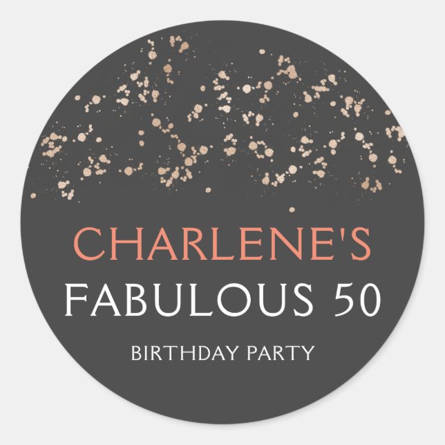 Adesivo Dourado na Festa de aniversário 50 Fabulosa de Pre (Frente)