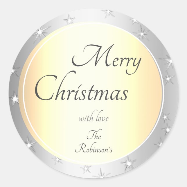 Adesivo Dourado Natal de luxo e efeito prateado com estrel (Frente)