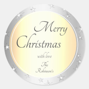 Adesivo Dourado Natal de luxo e efeito prateado com estrel