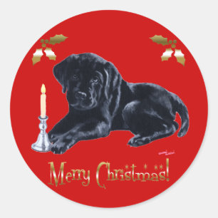 Adesivo Dourado Natal do Black Labrador Retriever